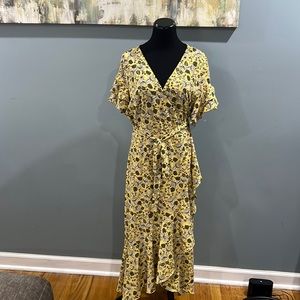 NWT Max Studio Summer Wrap Dress Ruffle Midi Size L